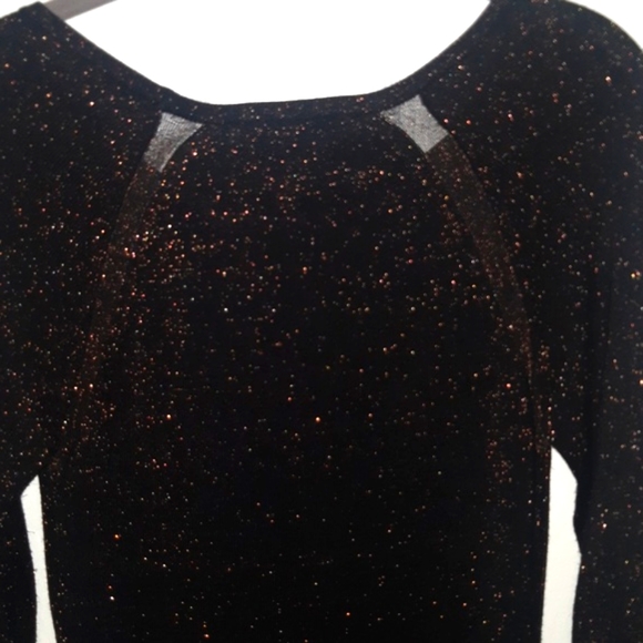 (XS)🌼🤎Dynamite Lurex Bodycon Dress with Sheer Details Blk/Copper Metallic🌼🤎 - Picture 7 of 8